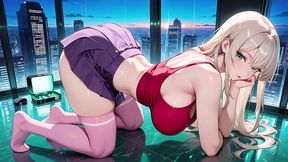 ai · platinum blonde in soaked red top gets taken until she trembles and cumse