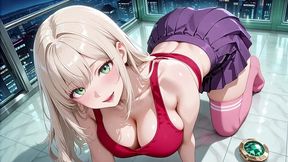 ai · platinum blonde in soaked red top gets taken until she trembles and cumse