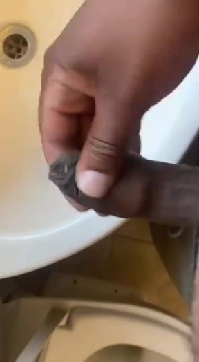 Quickie bathroom hand relief with cum-shot finish