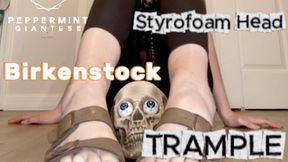 6'7 Giantess Goddess Tramples Pathetic Styrofoam Skull in Beloved Birkenstocks - Domination Fantasy