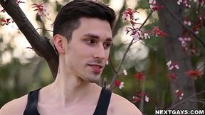 Jayden Marcos discovers a large dick top in the woods in the person of Kane Fox