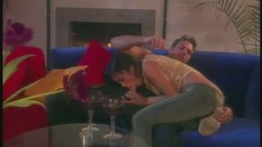 Lusty asian nympho rides a hard fat cock on couch