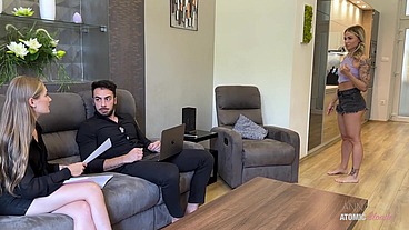 I Spy My Boyfriend Fucking His Slutty Colleague and I Join and Lick His Cum from Her Pussy