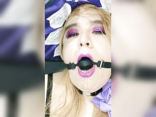 Lisa Crossplayer, masturbating, gagging and puting on chastity cage
