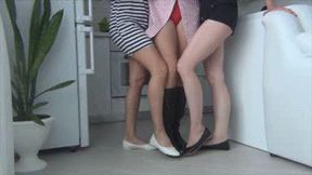 Sensual footsie in sexy high heels Ja