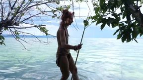 Fishing with harpoon