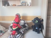 Robot and Guilmon with Toothless