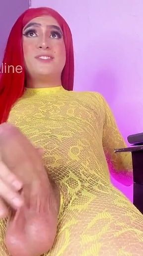 Colombian Trans Model Fat White Cock POV