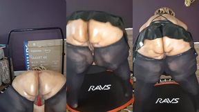 big ass huge thighs ssbbw bouncing on trampoline