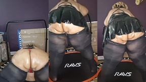 big ass huge thighs ssbbw bouncing on trampoline