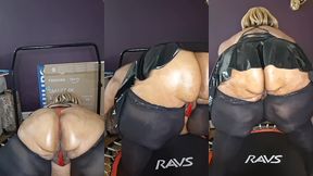 big ass huge thighs ssbbw bouncing on trampoline