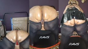 big ass huge thighs ssbbw bouncing on trampoline
