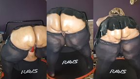 big ass huge thighs ssbbw bouncing on trampoline