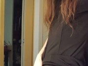 Small tiddy trans goth gf cums all over her dress