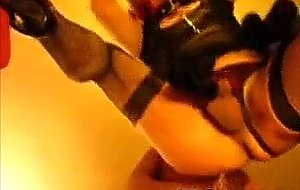 Crossdresser eating cum