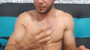 Muscled Guy is Stroking His Cock