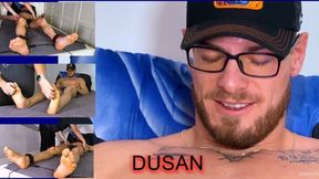 Barefoot beardet ticklish guy Dusan