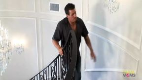 A knock on the door arouses intense and sensual sexual activity with large artificial breasts.
