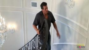 A knock on the door arouses intense and sensual sexual activity with large artificial breasts.