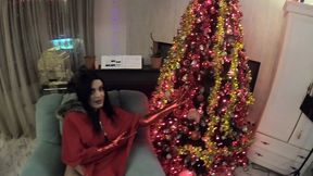 santa s horny slut milf – blowjob, doggystyle & cum on gloves & red coat