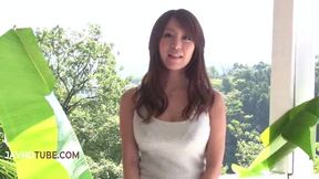 Asian beauty Chihiro Akino enjoys hardcore blowjob and creampie in thong during
