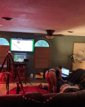 Wife pounding her husband with her strap on again.