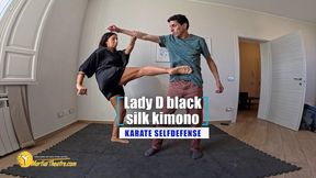 Lady D black silk kimono karate selfdefense