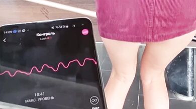 I control her pussy in public with a lovense lush - she moans and is embarassed