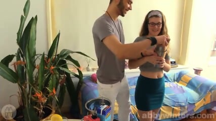Nerd Gets Her Hairy Pussy Fingered And Creampied