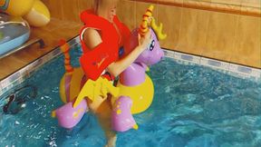 Alla hot fucks tight inflatable inflatable dragon in the pool naked!!!