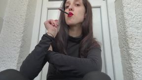 Smoke Teases, Red Lips Dare—Spoil Me or Stare