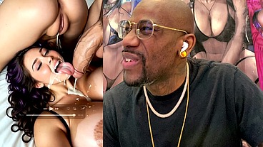 Big Breast Cum Slut Getting Cum Dripped In Her Whore Mouth From Tight Creampied Bald Pussy Lips While The Gooner Cock Is Still Leaking Cum, AI Generated
