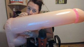 Inflating big inflatable penis in ASMR with Blue Yeti microphone 1080avi