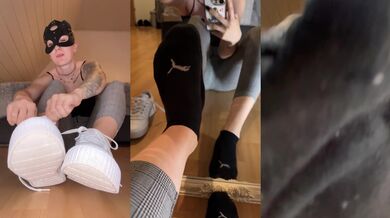 Her mistress feet squish my face in sweaty socks