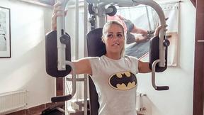 ”Perfect body blonde teen athlete fucks in the gym”