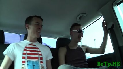 Gay sucks balls in a car