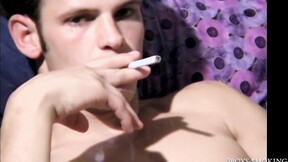 ”BoysSmoking: Chad sensually jerks his thrilled meat while smoking his ciggy”