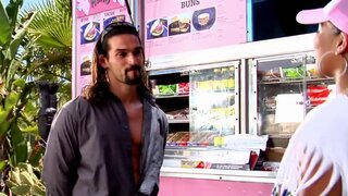 Emy Reyes sucks hard cock outside and gets banged in public