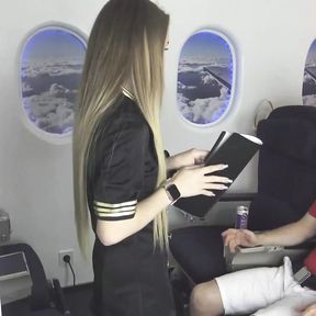 Foot fetish sex with stewardess while in air plane.