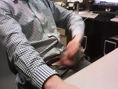 dad strokes cock at the office 3