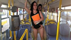 Student gets fucked on the bus in public!