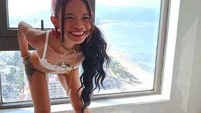 This horny girl easily gets excited. This time she wanted to show share her fun with everyone in town