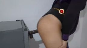 Cute Small Penis Trans Raven Anal Fucking Her White Ass with BBC Dildo