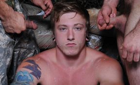 Army guys combine anal with facial in a loud threesome