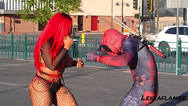 LEXLAFLAMEE vs DEADPOOL fight/FUCK outside who do you think won