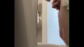 helping pee and helping wank in public toilets - almost caught