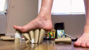 Crushing Toilet Paper Rolls Barefoot