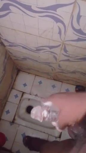 Masturbating Monster Cock in the Bathroom