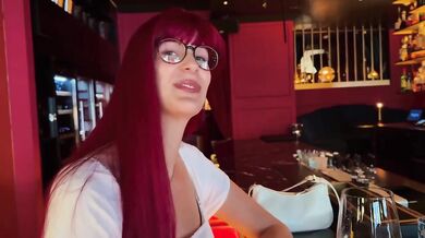 Tall German goddess gets facial cumshot on Berlin balcony after bar pickup