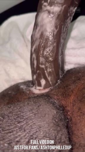 Black Bottom Creams and Rides Huge BBC Dildo